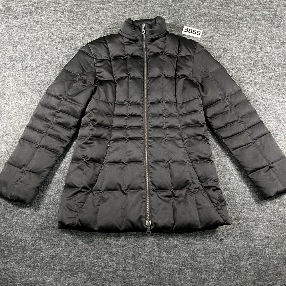 Searle Goose Down Quilted Jacket Womens 4 Black Lined Mock Neck Full Zip Winter